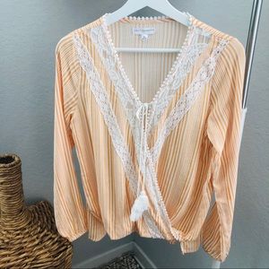 COCO + JAIMESON Embroidered Striped Blouse Size S